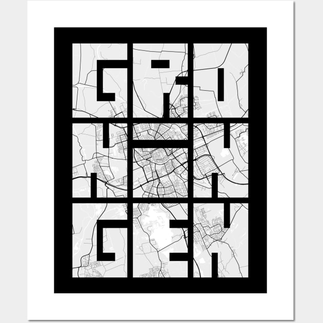 Groningen, Netherlands City Map Typography - Light Wall Art by deMAP Studio